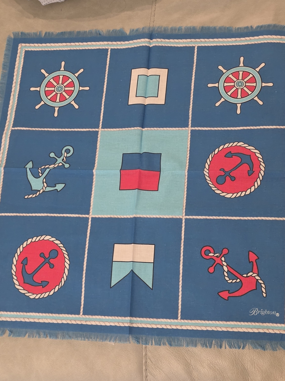 BRIGHTON 18X18 SCARF NAUTICAL ANCHOR BLUE FOR PURSES TOTES BAGS ACCESSORIES NEW